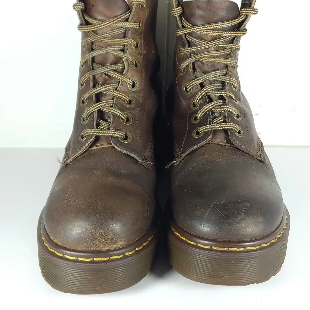 Dr.Martens Vtg 90’s RARE M11 L12 UK10 Brown Leather Chunky Heels Ankle Boots